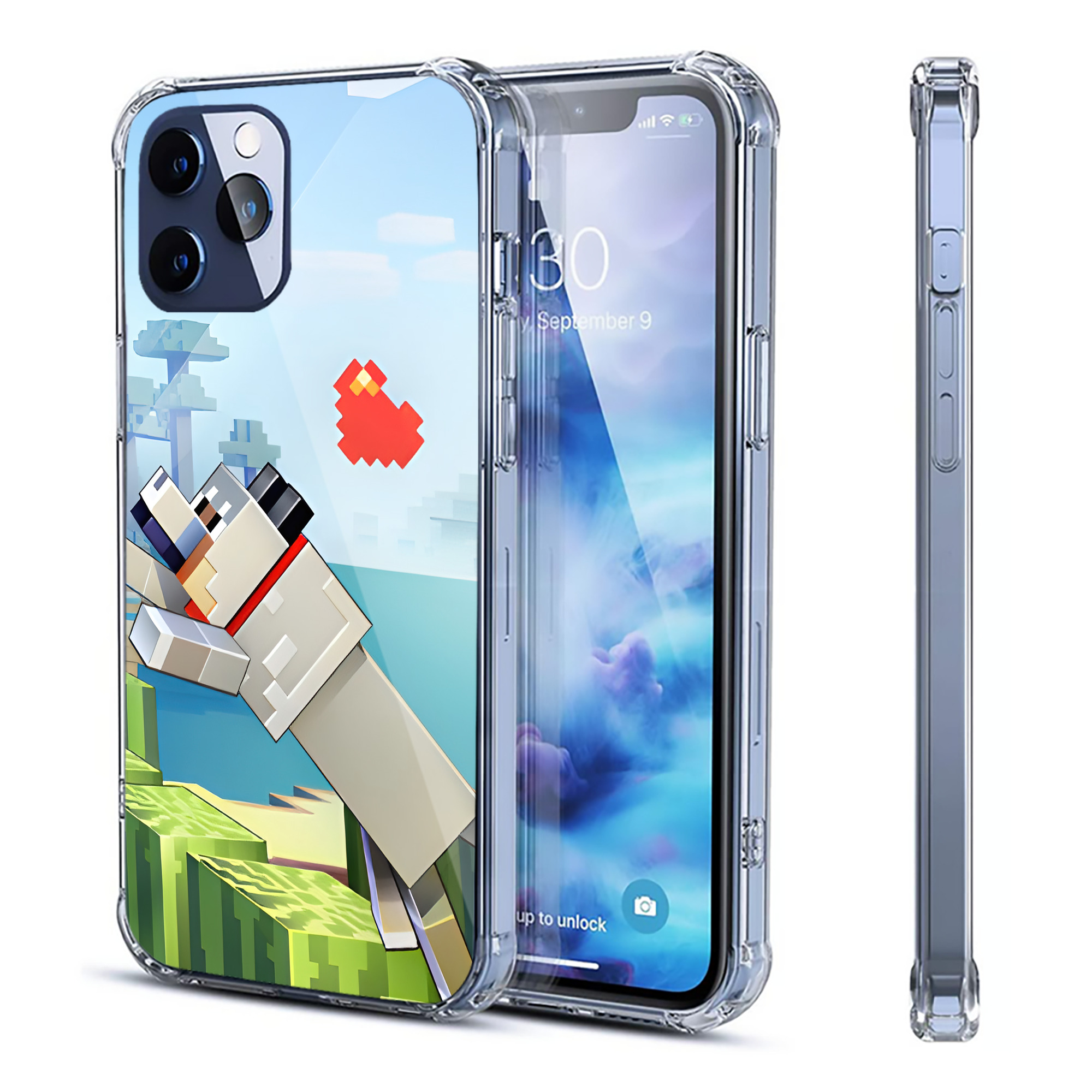 （画像用） マインクラフト ブロックの世界 Minecraft MC Block world 【iPhone 12シリーズ対応】透明スマホケース（クリアソフトケース）